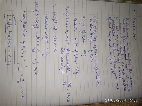 State Raoult's Law. Calculate the mole fraction of H2SO4 in a solution ...