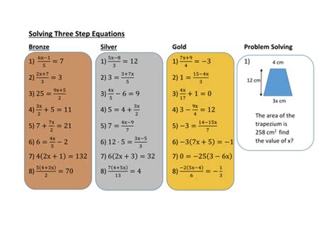 Image result for Three-Step Math Equations