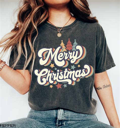 Comfort Colors® Merry Christmas T-shirt, Retro Christmas Shirt, Happy ...
