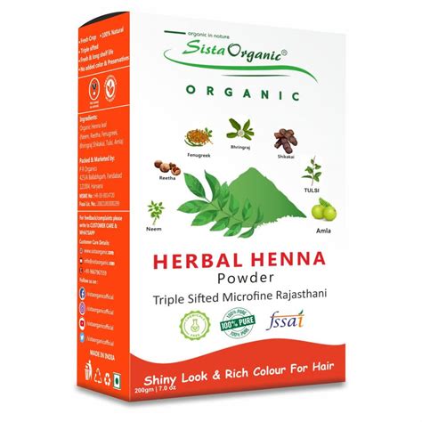 Buy Sista Organic 100% Natural Herbal Henna Mehandi Powder for Hair ...