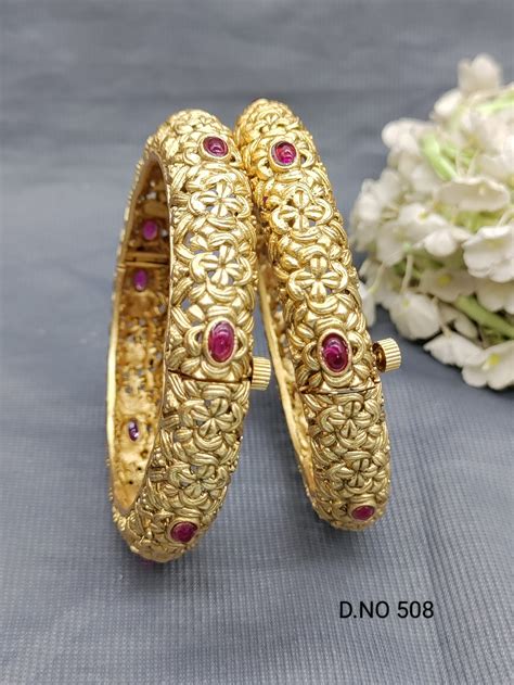 Antique Golden Openable Bangles Sku 508 D2 – rchie creation llp