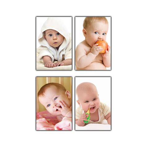 Pnf Set Of 4 Cute Babies (Baby) Wall Poster Waterproof (12X18Inch ...