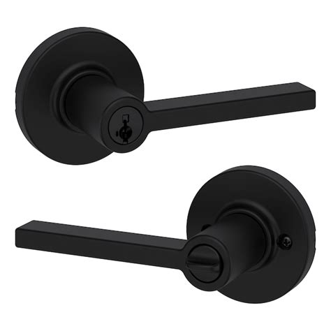 Kwikset Casey Matte Black Exterior Keyed Entry Door Handle with ...