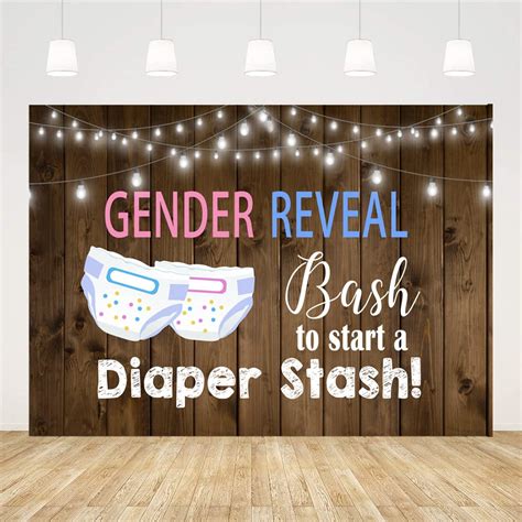 Buy Ticuenicoa 5x3ft Diaper Gender Reveal Backdrop Rustic Wood Floor ...