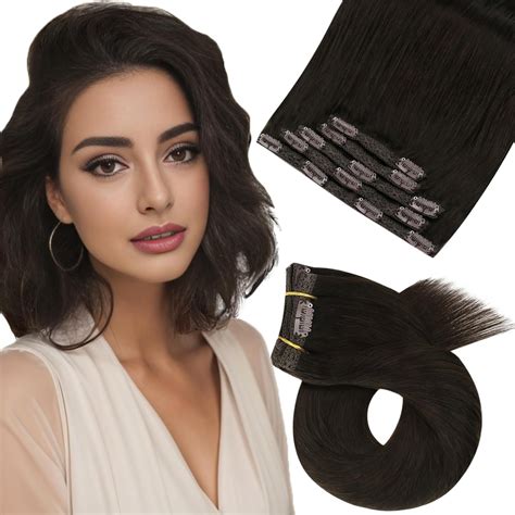 Moresoo Brown Hair Extensions Clip in Human Hair 10 Inch Remy Clip in ...