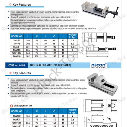 N-169 Nicon Precision Tool Maker Steel Vice (Pin Type) – Block-To-Box