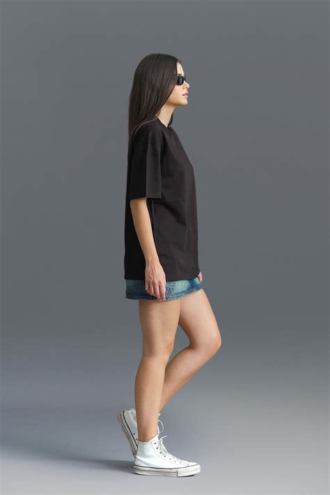 Buy Solid Black Soft Jersey Oversized T-shirt | BonkersCorner