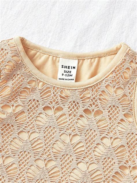 SHEIN Conjunto de Blusa de Alça e Mini Saia de Crochê Fofo para Meninas ...