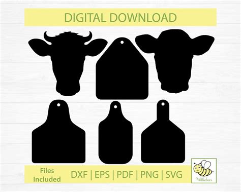 Buy Ear Tag and Cow Head SVG, Bull Head SVG, Vector Tag Cow, Farm ...