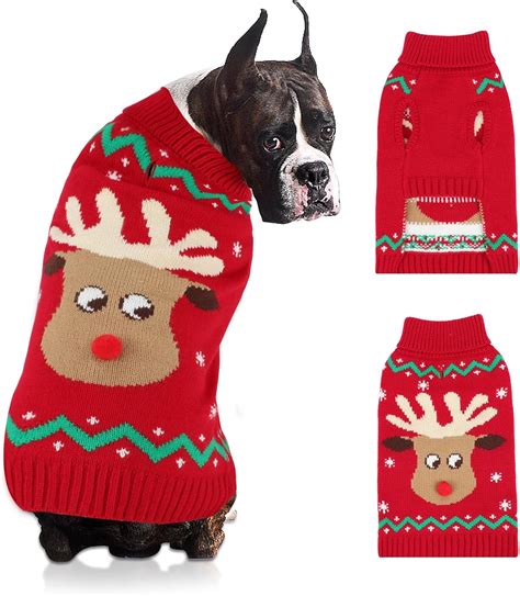 Amazon.com : YUEPET Christmas Dog Sweaters Pullover, Reindeer Snowflake ...