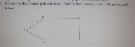 Discuss the Hamiltonian path and circuit. Find the Hamiltonian circuit ...