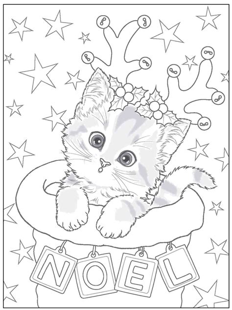 Cat Coloring Pages Printable Christmas