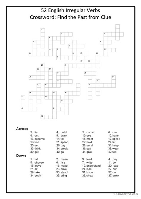 Crossword-52 English Irregular Verbs…: English ESL worksheets pdf & doc
