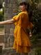 Berrylush Women Mustard Yellow Ruffled Front Knot Layered Mini Dress