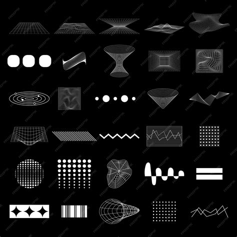 Psd vector brutalism geometric shapes symbols | Premium Vector