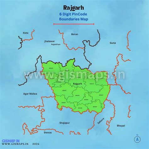 Rajgarh PincodeBoundaries Map (Madhya Pradesh)