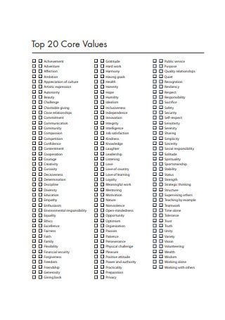 Rezultat imagine pentru Sample Core Values