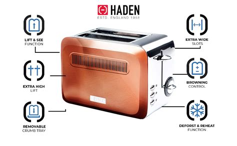 Buy Haden Boston Copper Pyramid 2-Slice Toaster with Variable Browning ...