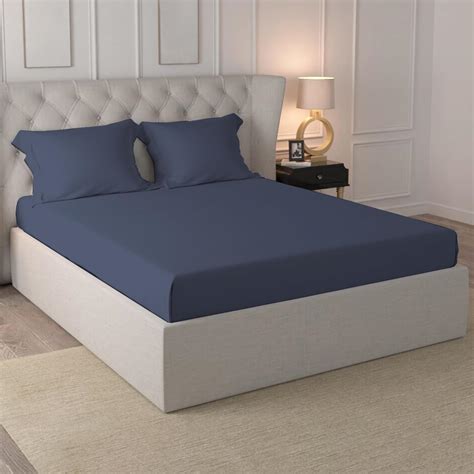 Buy Pizuna 100% Cotton Fitted Bedsheet Single Bed 400 Thread Count Long ...