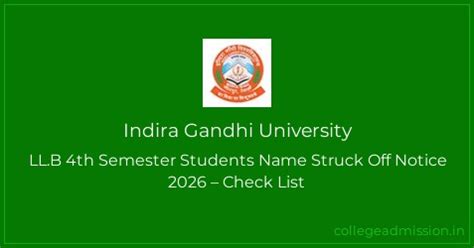 Indira Gandhi University: LL.B 4th Semester Students Name Struck Off ...