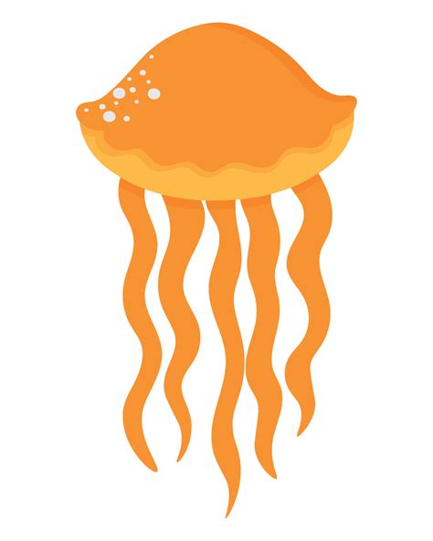 Deep sea jellyfish. Doodle flat clipart. All objects are repainted ...