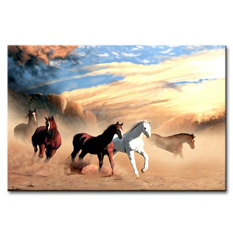 Pintura 'Running Horses' Canvas Painting (Wood, 45.72 cm x 2.54 cm x 30 ...