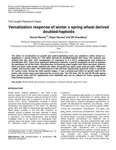 Vernalization response of winter x spring wheat derived doubled ...