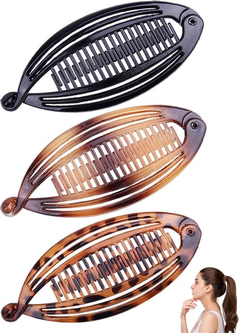 3pcs Banana Hair Clip,Banana Clip for Women, Double Comb Long Hair ...