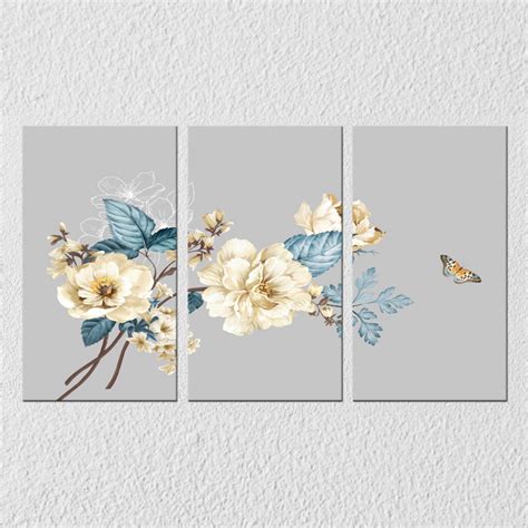 White Flower And Butterfly, Set Of 3 – Myindianthings