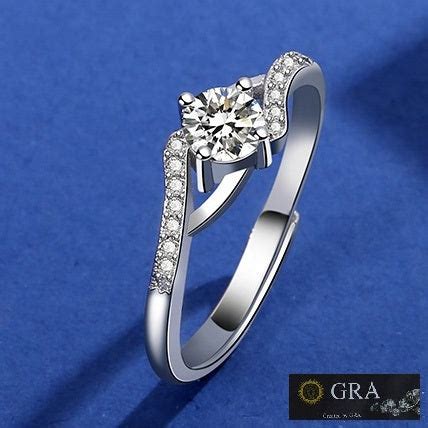 EVA Halo Solitaire MOISSANITE Adjustable Silver Ring – Mystic Flavia