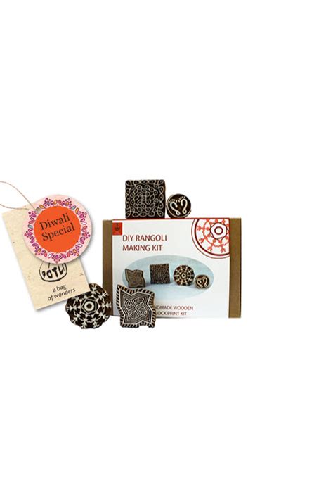 POTLI Handmade Wooden Block Print Craft Kit - DIY Rangoli making kit ...