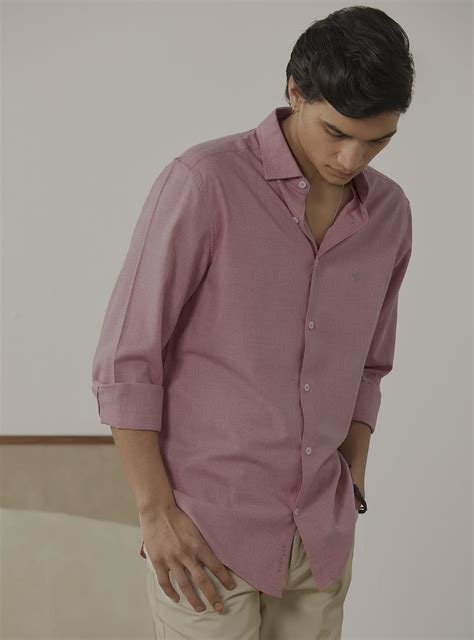 Sunset Mauve Melange Shirt Semi Casual Pink Solid Shirts for Men Online ...