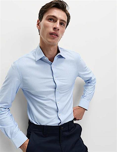 Buy Regular Fit Ultimate Non Iron Jersey Striped Shirt at Marks & Spencer