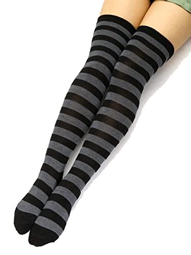 Buy Xs and Os Women Over the Knee Cotton Lycra Striped Socks Stockings ...