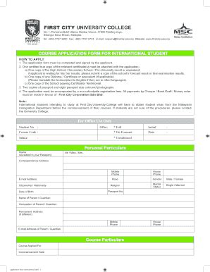Fillable Online firstcity edu application form international 16122015 ...