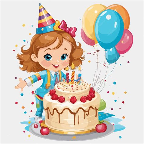 Birthday cartoon vector on a white background | Premium AI-generated vector