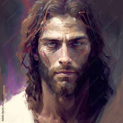 Portrait of Jesus Christ painting on beautiful colorful background ...