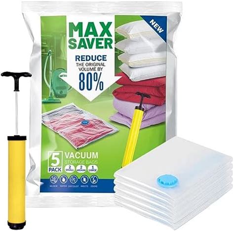ABOUT SPACE 5 Pack Vacuum Bags for Travel with Hand Pump,Airtight ...