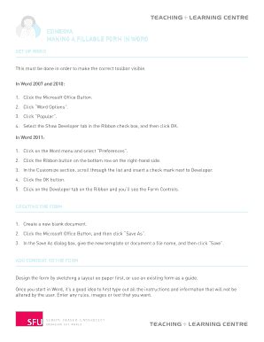 Fillable Online MAKING A FILLABLE FORM IN WORD Fax Email Print - pdfFiller