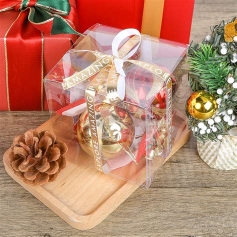 Buy VGOODALL 25 PCS Clear Candy Apple Box With Hole Top, 4 x 4 x 4 inch ...