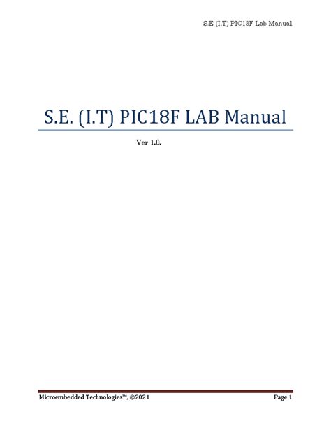 S.E (I.T) PIC18F Lab Manual: Embedded C Experiments Guide - Studocu