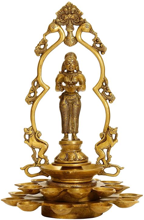 Exotic India Deepalakshmi in Mayura-Prabhavali - Brass Sculpture ...