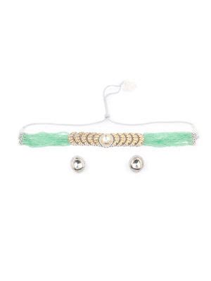 Buy Odette Green Kundan and Stone Studded Alloy Jewellery Set Online