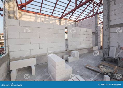 Stack of White Lightweight Concrete Block, Foamed Concrete Block Stock ...