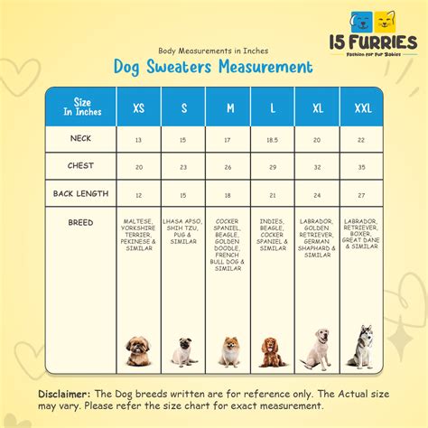 Dog Sweater Size Chart – 15 BUTTONS