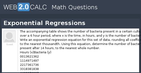 View question - Exponential Regressions