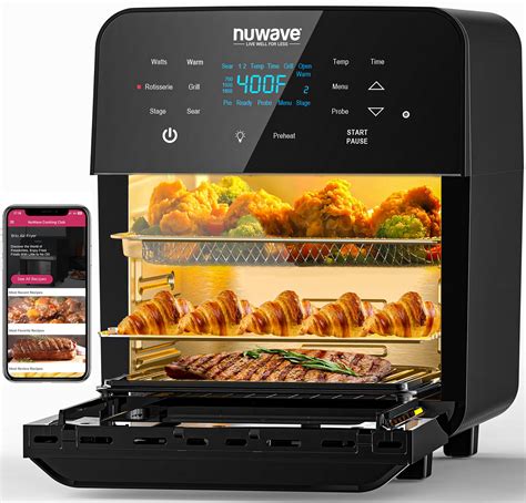 Nuwave Brio 15.5Qt Air Fryer Rotisserie Oven, X-Large Family Size ...