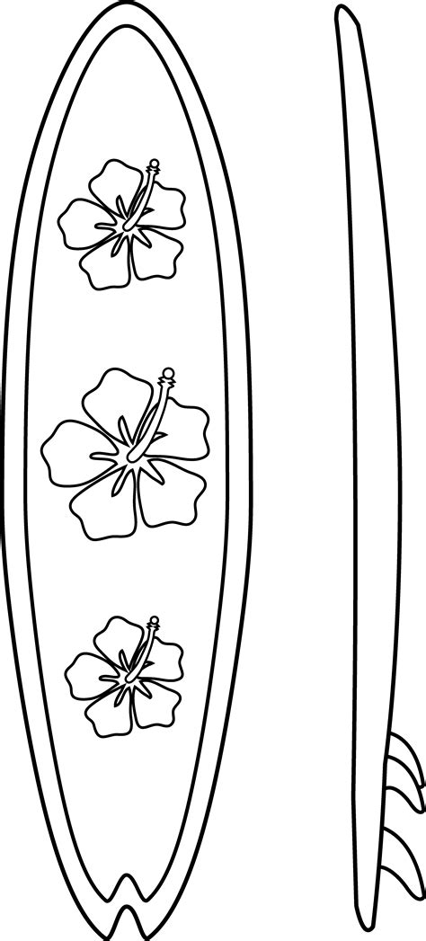 Surfboard Drawing Black White