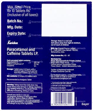 New Saridon Tablet 10 - Uses, Side Effects, Dosage, Price | Truemeds