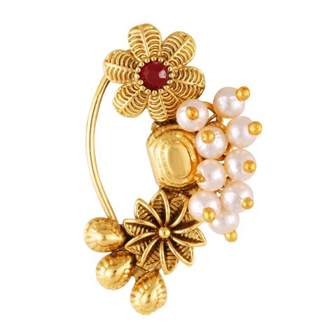 Buy Vighnaharta Gold Plated with Pearl Alloy and Artificial stone Non ...